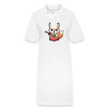 Süßer Kawaii-Fuchs, der Ramen isst - Stanley/Stella Frauen Bio-Polokleid PAIGER - Weiß - Vorne