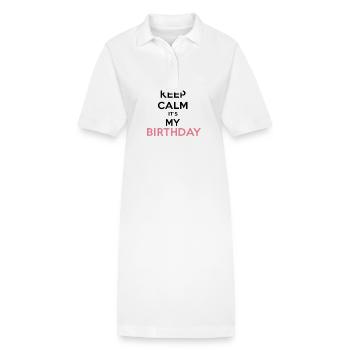 keep calm birthday - Stanley/Stella PAIGER Organic Women’s Polo Dress - white - Front