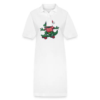 Alligator Christmas Funny - Stanley/Stella PAIGER Organic Women’s Polo Dress - white - Front
