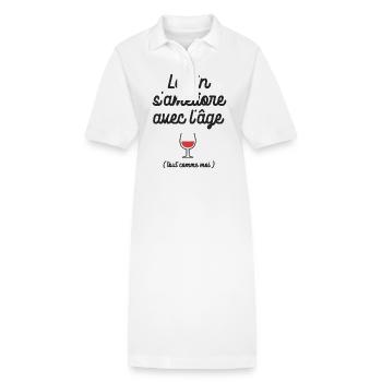 le vin s améliore avec l âge anniversaire décénie - Robe polo bio PAIGER Stanley/Stella Femme - blanc - Devant