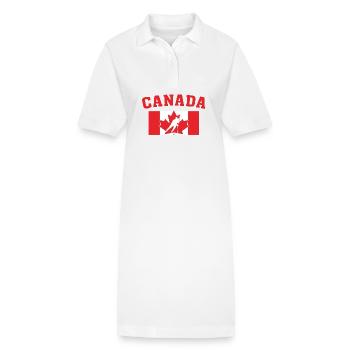 Canada Hockey Flag - Stanley/Stella PAIGER Organic Women’s Polo Dress - white - Front