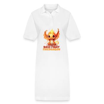 Endgegner Feuerdrache Rollenspiel Fantasymotiv - Stanley/Stella Frauen Bio-Polokleid PAIGER - Weiß - Vorne
