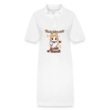 Chat kawaii provocateur - Robe polo bio PAIGER Stanley/Stella Femme - blanc - Devant