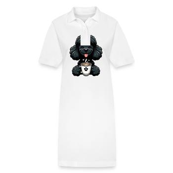 Poodle with coffee for early risers - Stanley/Stella PAIGER Organic Women’s Polo Dress - white - Front