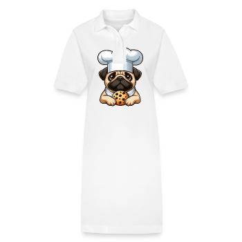 Mops Koch mit Keks - Stanley/Stella Frauen Bio-Polokleid PAIGER - Weiß - Vorne