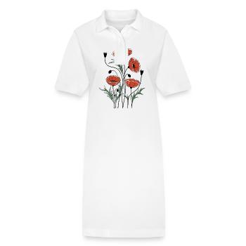 Coquelicots Matisse inspiré - Robe polo bio PAIGER Stanley/Stella Femme - blanc - Devant