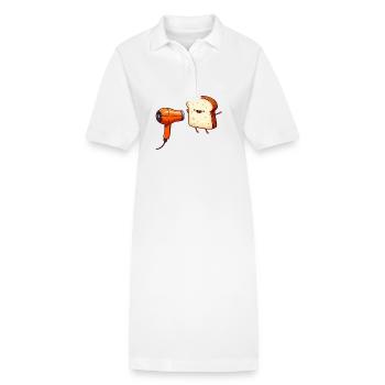Toast mit Fön Toasten Cartoon - Stanley/Stella Frauen Bio-Polokleid PAIGER - Weiß - Vorne