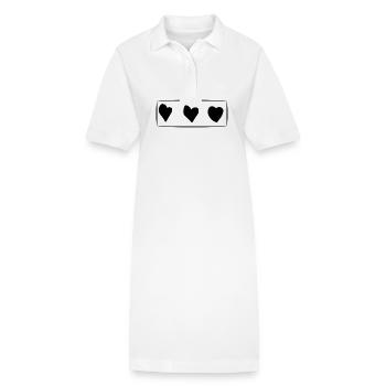 Three Hearts Heart Rectangle Love - Stanley/Stella PAIGER Organic Women’s Polo Dress - white - Front