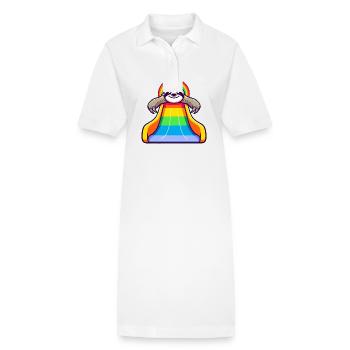 LGBTQ Pride Sloth Rainbow Slide - Stanley/Stella PAIGER Organic Women’s Polo Dress - white - Front