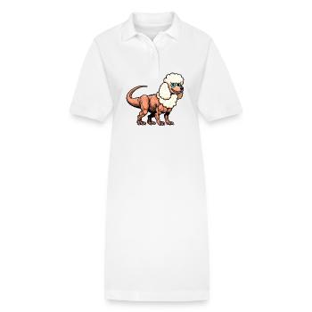 Pudel-Dino Fusion: T-Rex mit Pudelzähnen - Stanley/Stella Frauen Bio-Polokleid PAIGER - Weiß - Vorne