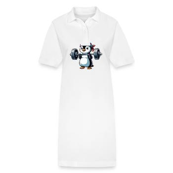 Fitness Penguin Dumbbell Training Bench Press - Stanley/Stella PAIGER Organic Women’s Polo Dress - white - Front