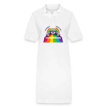LGBTQ Pride Sloth Rainbow Slide - Stanley/Stella PAIGER Organic Women’s Polo Dress - white - Front