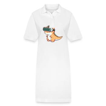 Dino T-Rex VR Gamer Virtuelle Realität Gaming - Stanley/Stella Frauen Bio-Polokleid PAIGER - Weiß - Vorne
