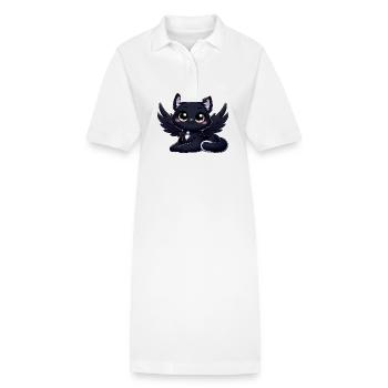 Chat gothique mignon ange noir avec ailes - Robe polo bio PAIGER Stanley/Stella Femme - blanc - Devant