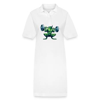 Muscular Frog Weightlifter Fitness - Stanley/Stella PAIGER Organic Women’s Polo Dress - white - Front