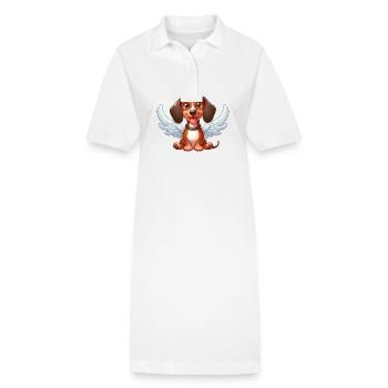Ange teckel mignon avec des ailes - Robe polo bio PAIGER Stanley/Stella Femme - blanc - Devant