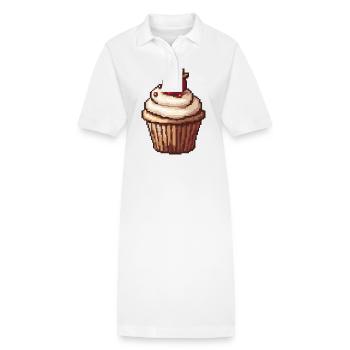 Muffin Pixel Icon - Stanley/Stella PAIGER Organic Women’s Polo Dress - white - Front