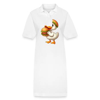 Drôle de canard hamburger de restauration rapide - Robe polo bio PAIGER Stanley/Stella Femme - blanc - Devant