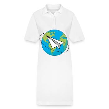 Planet Erde mit einem Papierflieger - Stanley/Stella Frauen Bio-Polokleid PAIGER - Weiß - Vorne