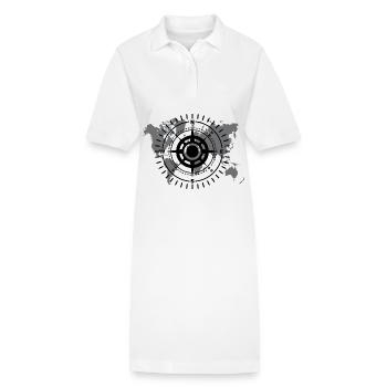 Weltkarte mit Himmelsrichtung schwarz-weiß - Stanley/Stella Frauen Bio-Polokleid PAIGER - Weiß - Vorne