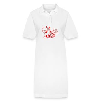Wine Glass Grapes Wine - Stanley/Stella PAIGER Organic Women’s Polo Dress - white - Front