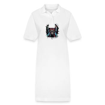 Apache Indianer Häuptling TotenPorträt - Stanley/Stella Frauen Bio-Polokleid PAIGER - Weiß - Vorne