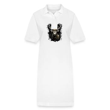Tête de cerf portrait couronne - Robe polo bio PAIGER Stanley/Stella Femme - blanc - Devant