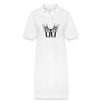 Tequila Glass of Alcohol - Stanley/Stella PAIGER Organic Women’s Polo Dress - white - Front
