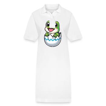 Oeuf de Pâques coloré avec motif de grenouille à éclore - Robe polo bio PAIGER Stanley/Stella Femme - blanc - Devant