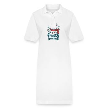 Frostige Grüße – Eisbär mit Lichterkette - Stanley/Stella Frauen Bio-Polokleid PAIGER - Weiß - Vorne