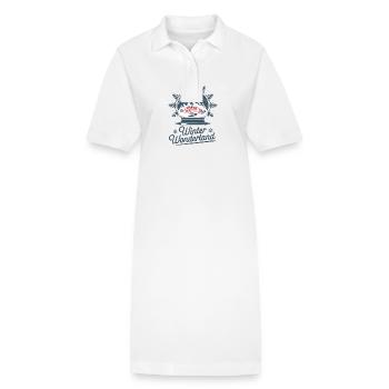Winterwunderland – Schneekugel mit Dorf - Stanley/Stella Frauen Bio-Polokleid PAIGER - Weiß - Vorne