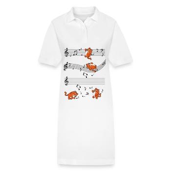 Kunterbunte Tiger-Posen - Stanley/Stella Frauen Bio-Polokleid PAIGER - Weiß - Vorne