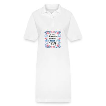 anniv femme humour 1954 70 ans - Robe polo bio PAIGER Stanley/Stella Femme - blanc - Devant