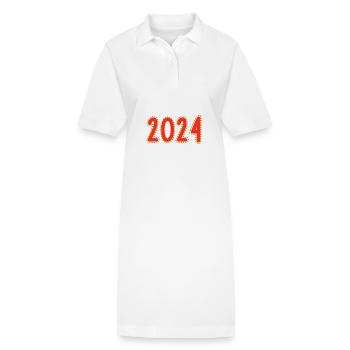 2024. ANNEE. BONNE ANNEE. SAINT SYLVESTRE - Robe polo bio PAIGER Stanley/Stella Femme - blanc - Devant