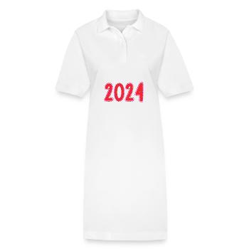 2024. JAHR. ALLES GUTE ZUM NEUEN JAHR. SILVESTER - Stanley/Stella Frauen Bio-Polokleid PAIGER - Weiß - Vorne