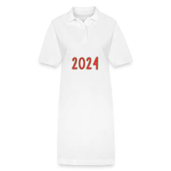 2024. ANNEE. BONNE ANNEE. SAINT SYLVESTRE - Robe polo bio PAIGER Stanley/Stella Femme - blanc - Devant