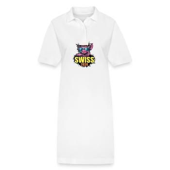 Schweiz 2024 Schwein Swiss - Stanley/Stella Frauen Bio-Polokleid PAIGER - Weiß - Vorne