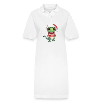 Echse Weihnachten Comic - Stanley/Stella Frauen Bio-Polokleid PAIGER - Weiß - Vorne