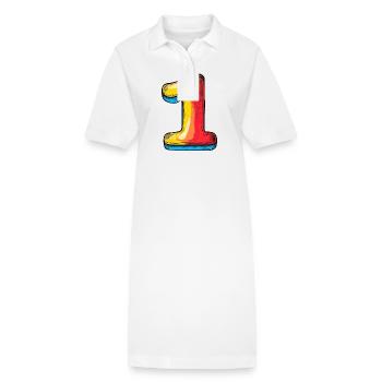 1 symbole numérique - Robe polo bio PAIGER Stanley/Stella Femme - blanc - Devant