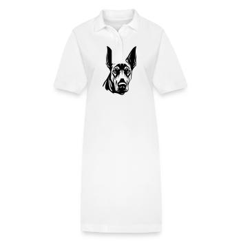 Tête de chien Doberman - Robe polo bio PAIGER Stanley/Stella Femme - blanc - Devant