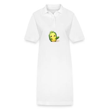 Tanzendes Kawaii Kaktus Gurken Männchen - Stanley/Stella Frauen Bio-Polokleid PAIGER - Weiß - Vorne