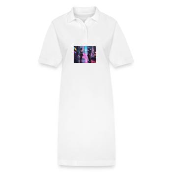 Neon Cyberpunk Begegnung - Stanley/Stella Frauen Bio-Polokleid PAIGER - Weiß - Vorne