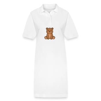 Kuschelbär Illustration - Stanley/Stella Frauen Bio-Polokleid PAIGER - Weiß - Vorne