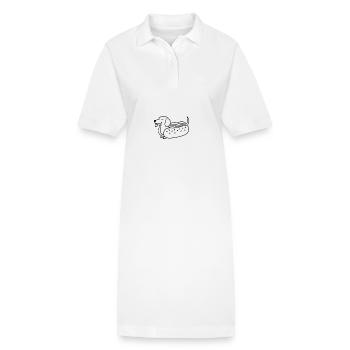 Dackel Dachshund Hot Dog Line Art - Stanley/Stella Frauen Bio-Polokleid PAIGER - Weiß - Vorne