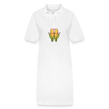 Mais Paar Liebe Herz Comic - Stanley/Stella Frauen Bio-Polokleid PAIGER - Weiß - Vorne