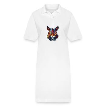 Tête de portrait de chat - Robe polo bio PAIGER Stanley/Stella Femme - blanc - Devant