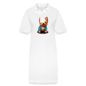 Cute Yorkie Yorkshire Terrier in casual look - Stanley/Stella PAIGER Organic Women’s Polo Dress - white - Front