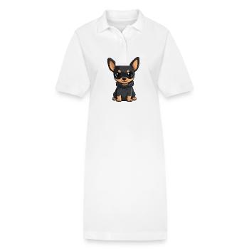 Pinscher Hund Lustig - Stanley/Stella Frauen Bio-Polokleid PAIGER - Weiß - Vorne