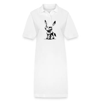 Mignon petit âne dessin au crayon - Robe polo bio PAIGER Stanley/Stella Femme - blanc - Devant