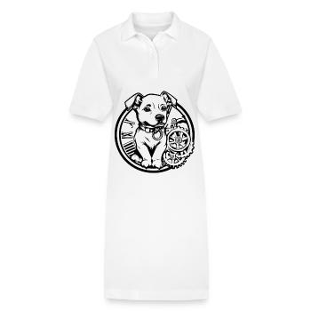 Uhr Hund Uhrwerk Hundehalter Hundeliebhaber - Stanley/Stella Frauen Bio-Polokleid PAIGER - Weiß - Vorne